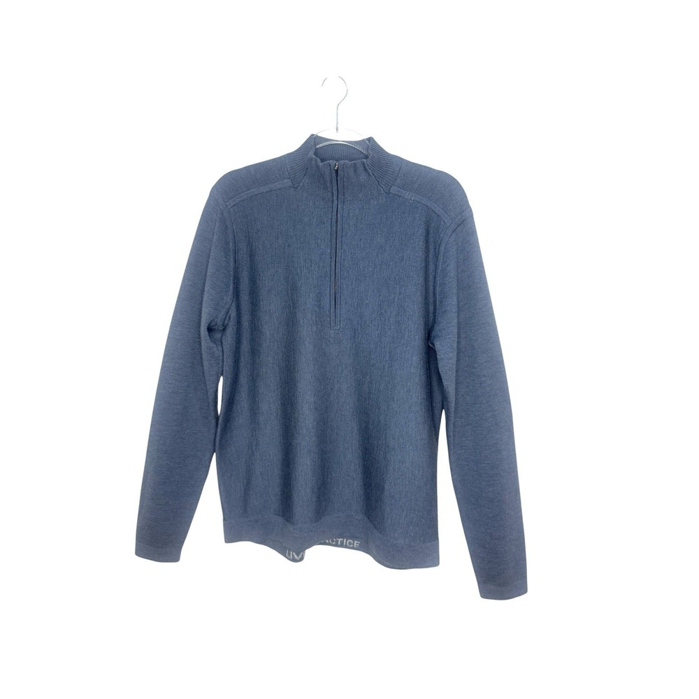 Lululemon 1/4 Zip 100% Merino Wool Pullover Sweater Men's L Blue Preppy Outdoor